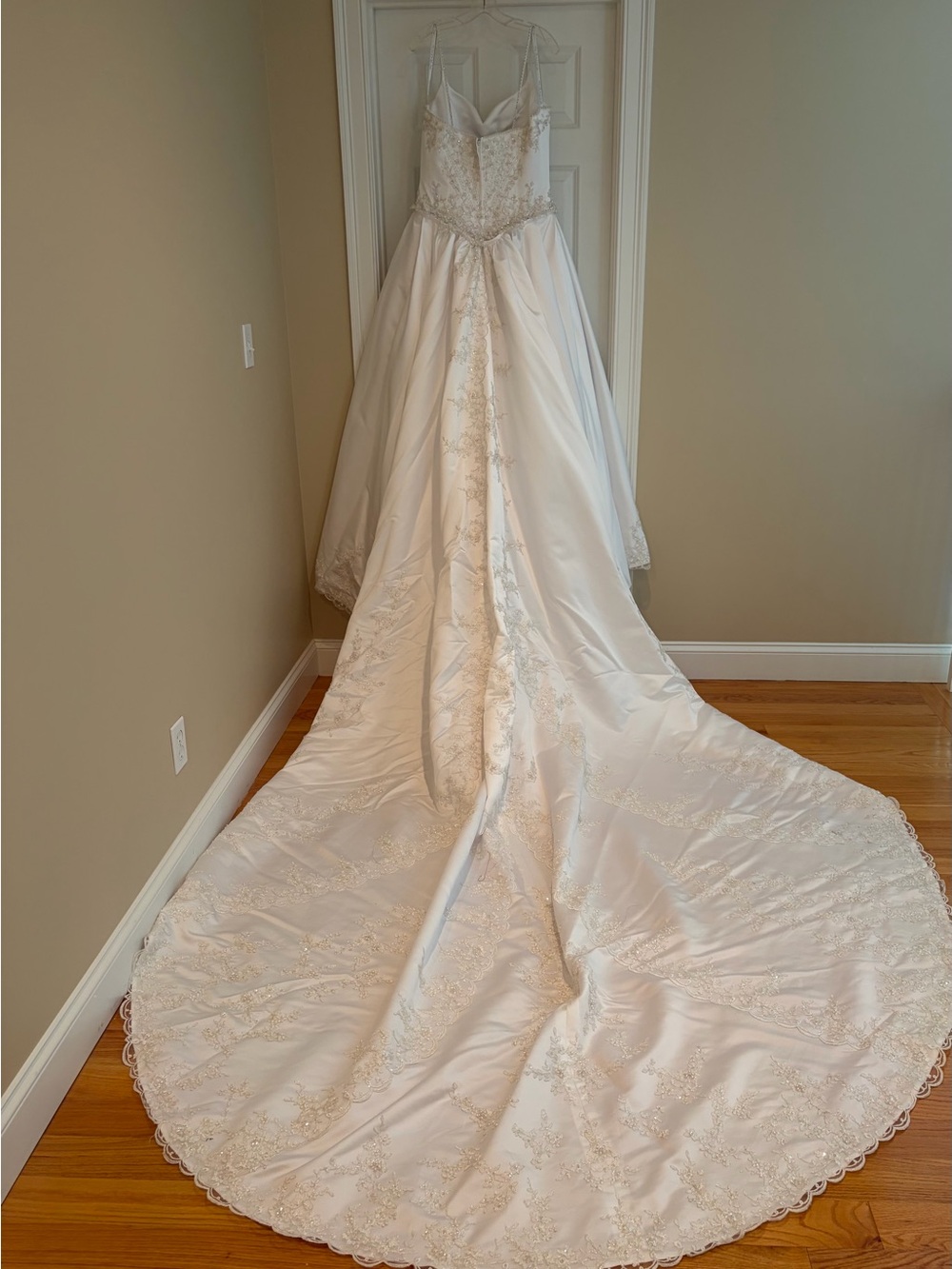 White Embroidered Bridal Gown with beautiful cathedral Train